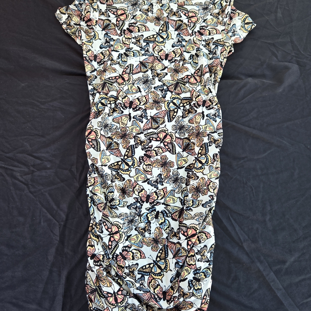 No Boundaries White Midi Dress with Multicolor Butterfly Print